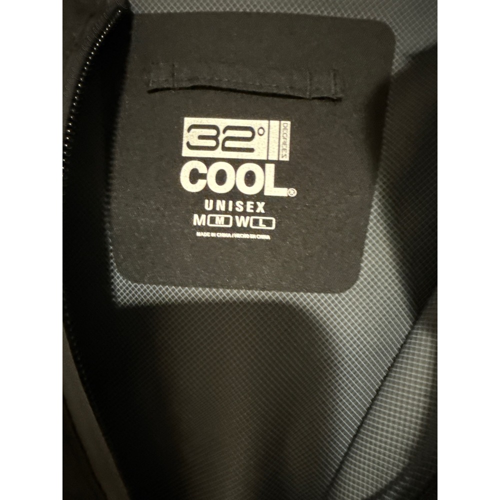 32 Degrees Cool Unisex Windbreaker Jacket Black Full Zip Hooded Mens M Womens L - Picture 2 of 4